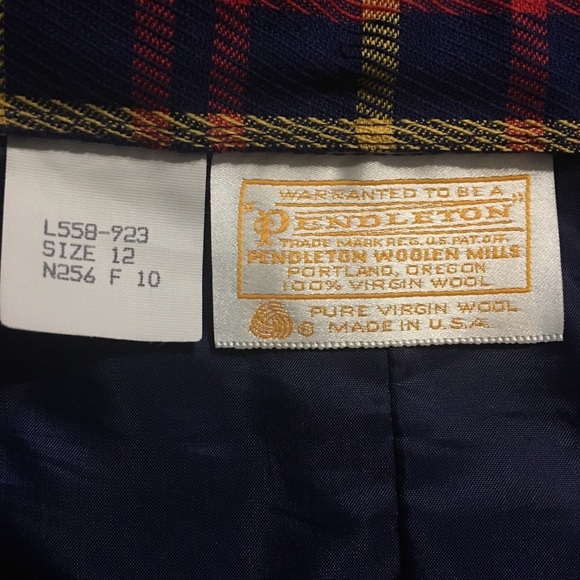 Vintage Pendleton Red Blue Plaid Pencil Skirt - Picture 7 of 7